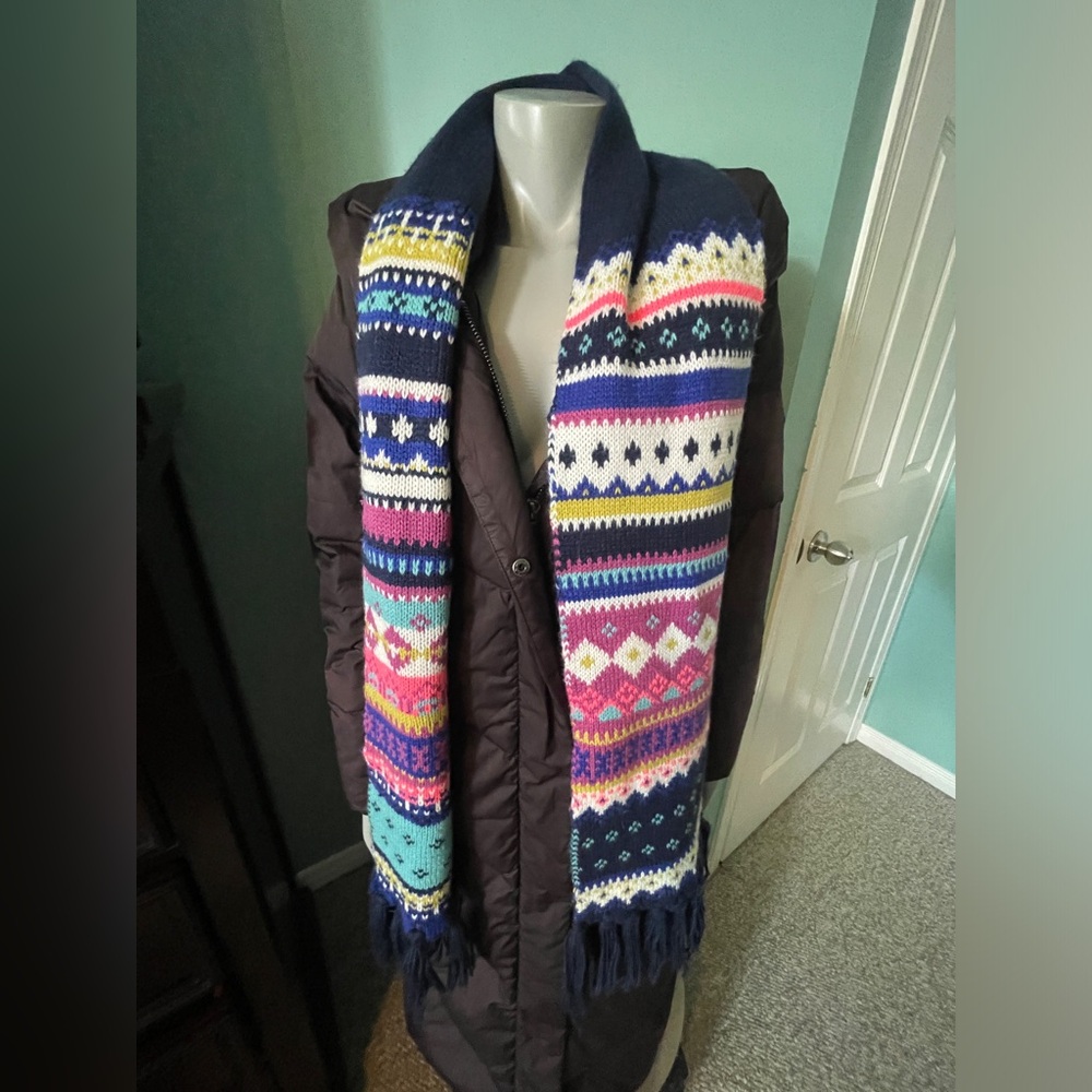 Colorful Knit Long Scarf with Fringe 🧶
